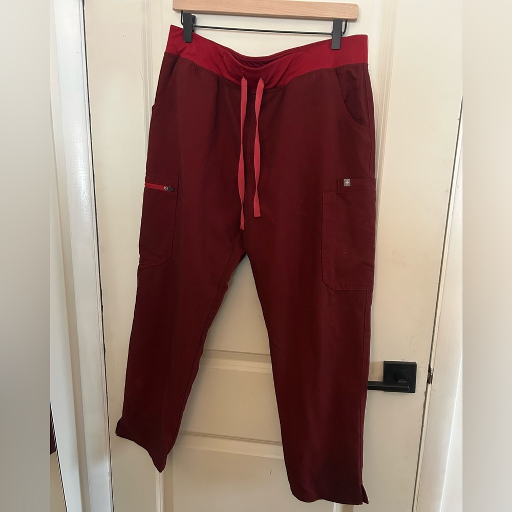 Figs deep red scrub pants